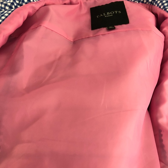 Talbots Vest Full Zip Blue White Plaid Polyester - Picture 4 of 6